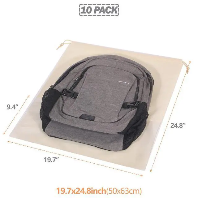 Alt view image 2 of 7 - 10 Pack Jumbo Dustproof Drawstring Bags Dust Covers Large Non-Woven Fabric Cloth Storage Pouch String Bag for Handbags Purses, Beige