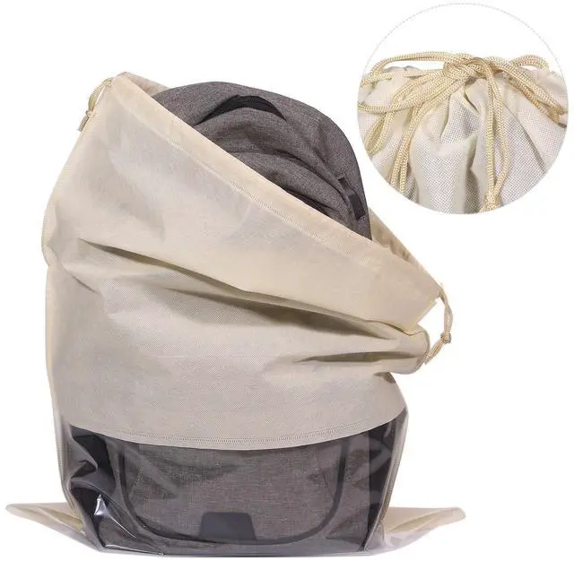 Alt view image 3 of 7 - 10 Pack Jumbo Dustproof Drawstring Bags Dust Covers Large Non-Woven Fabric Cloth Storage Pouch String Bag for Handbags Purses, Beige