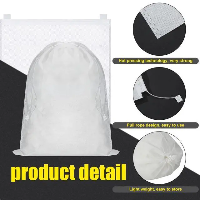 Alt view image 4 of 7 - 40 Pcs Dust Bags for Handbags Drawstring Dust Proof Purse Storage Bags, 2 Size Non Woven Breathable Fabric Shoes Pouch for Purse Backpack Boots Cloth Storage Travel Package Organizer, White
