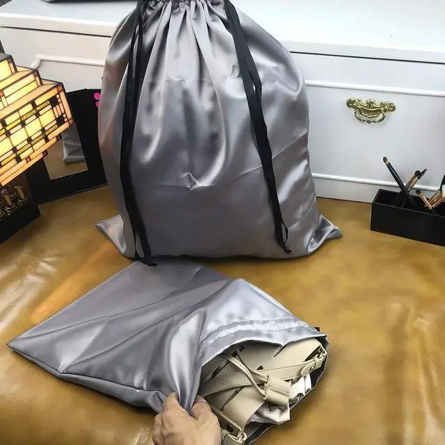 Alt view image 6 of 7 - Dust Cover Storage Bags Thick Silk Cloth Pouch with Drawstring For Luxuries Handbags Tote Purses Shoes Boots, Silver (12.6 x 15.7 in)