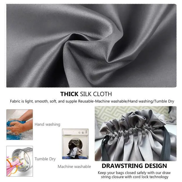 Alt view image 5 of 7 - Dust Cover Storage Bags Thick Silk Cloth Pouch with Drawstring For Luxuries Handbags Tote Purses Shoes Boots, Silver (12.6 x 15.7 in)