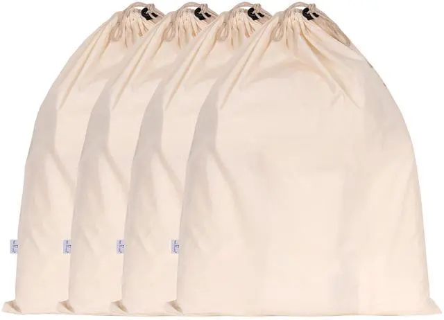 Main image of 4-Pack Cotton Large Drawstring Pouches 19" x 24" Muslin Grocery Home Storage Luggage Organizer Storage Dust-Proof Bags Cover for Shoes, Handbags, Backpacks