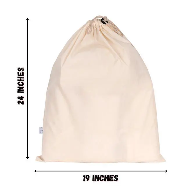Alt view image 3 of 6 - 4-Pack Cotton Large Drawstring Pouches 19" x 24" Muslin Grocery Home Storage Luggage Organizer Storage Dust-Proof Bags Cover for Shoes, Handbags, Backpacks