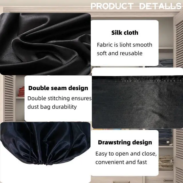 Alt view image 3 of 6 - 3 Pack Purse Dust Bags for Storage, Silk Dust Bags for Handbags, Dust Covers With Drawstring for Purse Shoes Boots