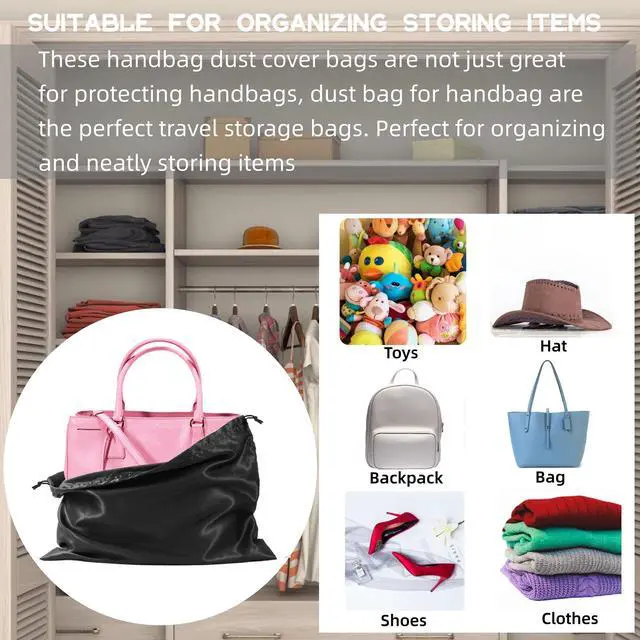 Alt view image 5 of 6 - 3 Pack Purse Dust Bags for Storage, Silk Dust Bags for Handbags, Dust Covers With Drawstring for Purse Shoes Boots
