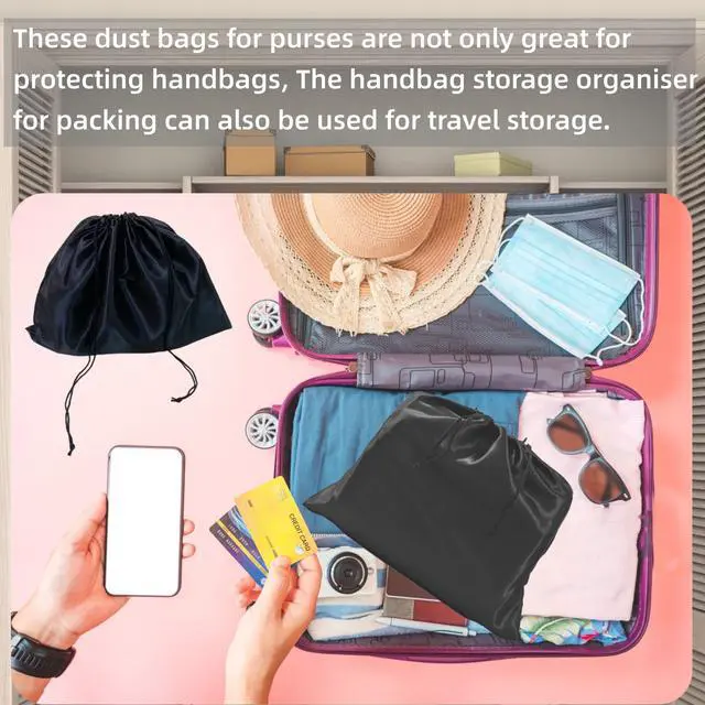 Alt view image 6 of 6 - 3 Pack Purse Dust Bags for Storage, Silk Dust Bags for Handbags, Dust Covers With Drawstring for Purse Shoes Boots
