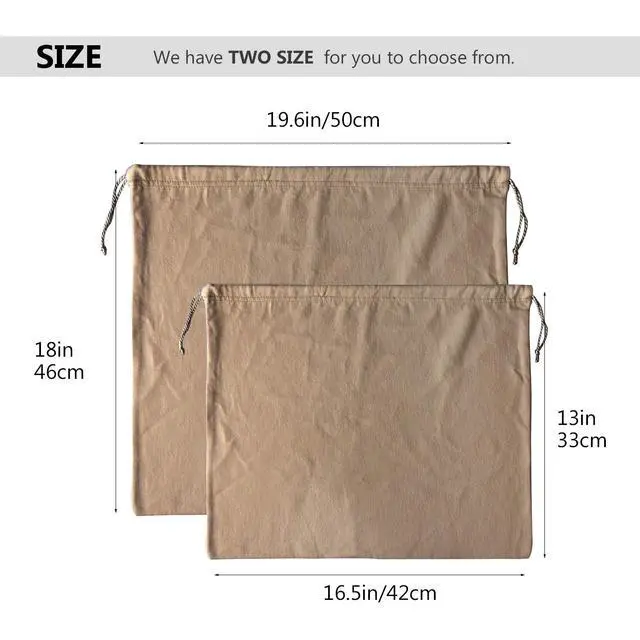 Alt view image 5 of 7 - Dust Cover Storage Bags Purified 100% Cotton with Drawstring Pouch For Handbags Purses Pocketbooks Shoes Boots Set of 2 (19.6 x 18 in)