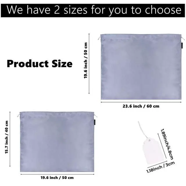 Alt view image 3 of 7 - 2 Pack Dust Bags for Handbags Silk Dust Cover Bag for Handbags Purses Shoes, Dustproof Drawstring Bag Travel Storage Pouch (Grey)