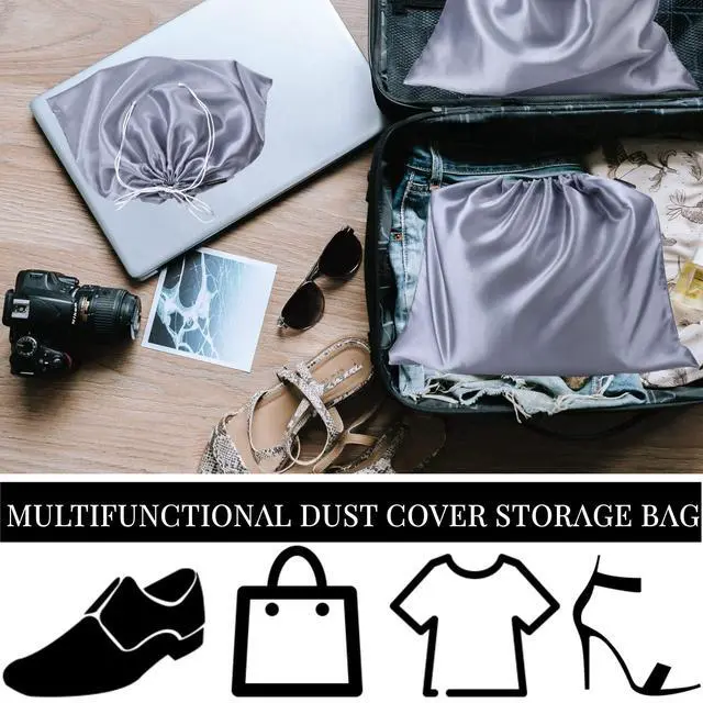 Alt view image 5 of 7 - 2 Pack Dust Bags for Handbags Silk Dust Cover Bag for Handbags Purses Shoes, Dustproof Drawstring Bag Travel Storage Pouch (Grey)