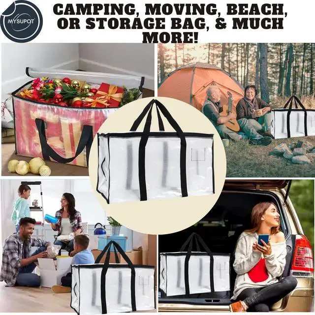 Alt view image 2 of 7 - Storage Bag. For Camping, Travelling, Moving, Dorm, Decoration Storage, Fabric or Blanket Container, Toy Storage Bag. 15"x27"x13" Woven Polypropylene Material with Lockable Zippers.