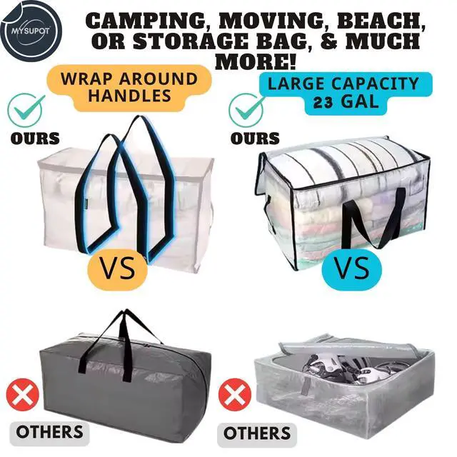 Alt view image 5 of 7 - Storage Bag. For Camping, Travelling, Moving, Dorm, Decoration Storage, Fabric or Blanket Container, Toy Storage Bag. 15"x27"x13" Woven Polypropylene Material with Lockable Zippers.