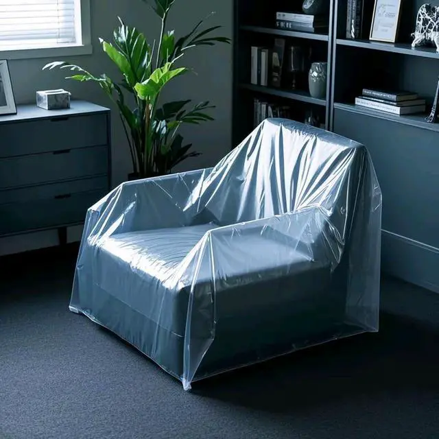 Alt view image 6 of 7 - Plastic Sofa Bag Clear Couch Cover,Moving & Storage Sofa Bag, Dust-Proof Waterproof Plastic Furniture Cover,134-Inch Long by 46-Inch Wide