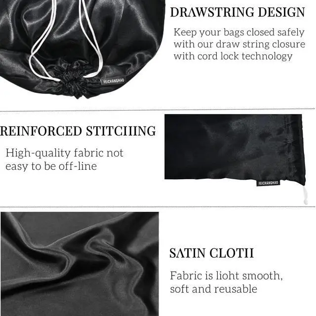 Alt view image 3 of 6 - 7 Pack Dust Bags for Handbags Storage Silk Cloth Bag With Drawstring Large Storage Pouch for Handbag Purse Shoes Boots (Black, 19.6 × 15.7)