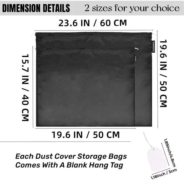 Alt view image 6 of 6 - 7 Pack Dust Bags for Handbags Storage Silk Cloth Bag With Drawstring Large Storage Pouch for Handbag Purse Shoes Boots (Black, 19.6 × 15.7)