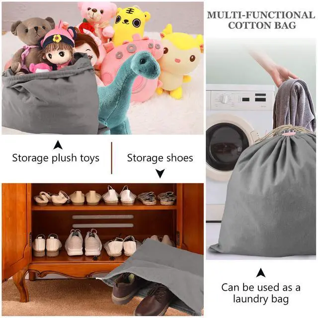 Alt view image 4 of 7 - Dust Cover Storage Bags Purified 100% Cotton Flannel with Drawstring Pouch For Handbags Purses Pocketbooks Shoes Boots Set of 3 (Grey)