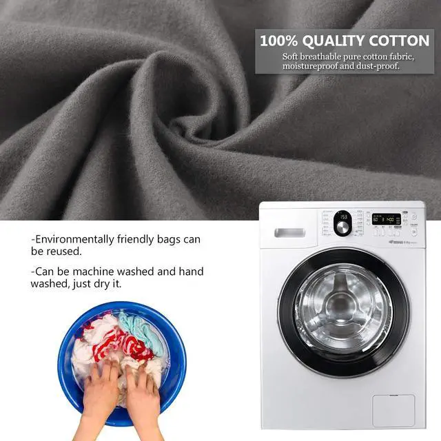 Alt view image 6 of 7 - Dust Cover Storage Bags Purified 100% Cotton Flannel with Drawstring Pouch For Handbags Purses Pocketbooks Shoes Boots Set of 3 (Grey)
