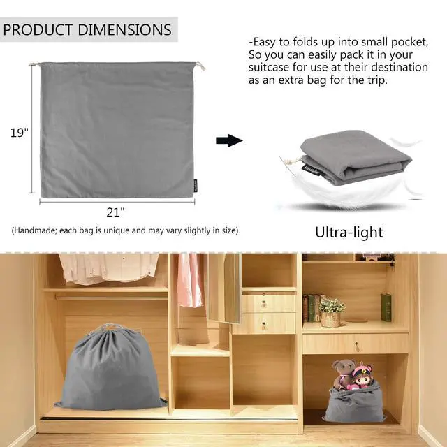 Alt view image 2 of 7 - Dust Cover Storage Bags Purified 100% Cotton Flannel with Drawstring Pouch For Handbags Purses Pocketbooks Shoes Boots Set of 3 (Grey)