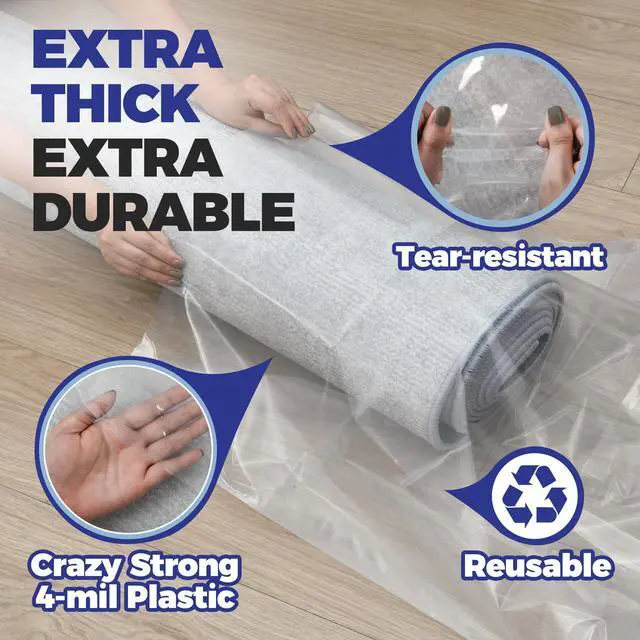 Alt view image 6 of 7 - Heavy Duty Rug Storage Bag - Reusable Rug Shipping Bag, Waterproof Plastic Rug Cover - Fits Rolled Carpet Up to 9 x 12 Feet, 4 Mil Thick Tear Proof Plastic Storage Bag - 1 Clear Bag, 130 x 26 Inches