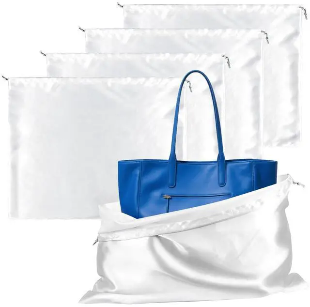 Main image of 4 Pack Dust Bags for Handbags - Silk Purse Dust Bags for Handbag Storage,Purses Handbags Shoes Clothes Travel,Large Dustproof Drawstring Bag,15.7 × 19.6 Inch