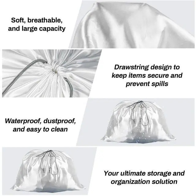Alt view image 3 of 7 - 4 Pack Dust Bags for Handbags - Silk Purse Dust Bags for Handbag Storage,Purses Handbags Shoes Clothes Travel,Large Dustproof Drawstring Bag,15.7 × 19.6 Inch
