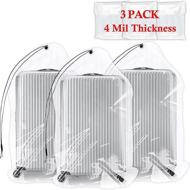 Main image of 32x42 Inch Extra Large Clear Drawstring Plastic Bags 3 Pack(4 Mils), Dustproof Moistureproof Reusable Big Giant Luggage Storage Bag for Suitcase Garage Organizer, Blanket, Plush Toys