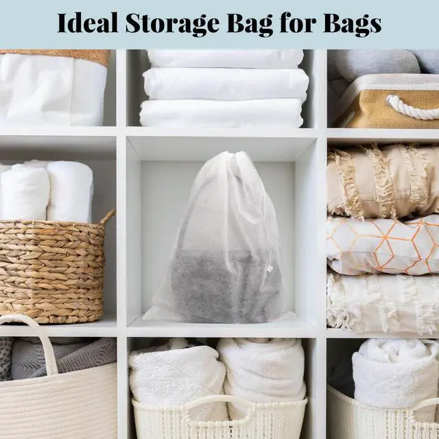 Alt view image 3 of 7 - 12 Pcs Dust Bags for Handbags,15.8×19.3Non Woven Fabric Handbags Storage,Dust Covers With Drawstring for Purse Travel Shoe