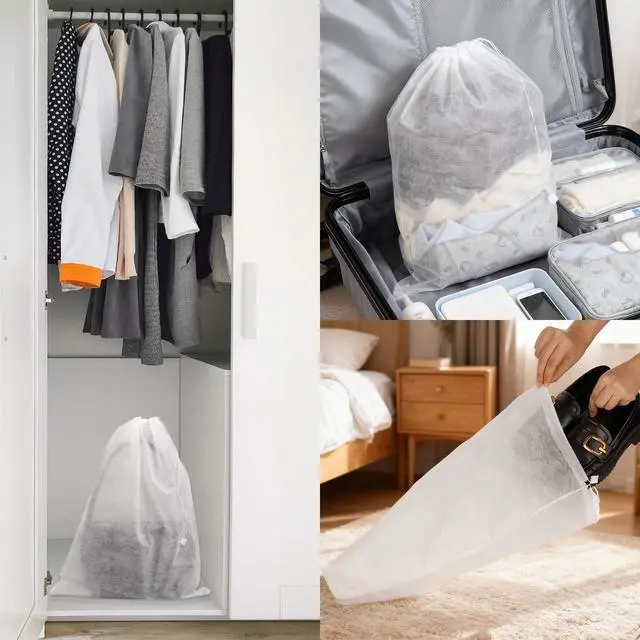 Alt view image 6 of 7 - 12 Pcs Dust Bags for Handbags,15.8×19.3Non Woven Fabric Handbags Storage,Dust Covers With Drawstring for Purse Travel Shoe