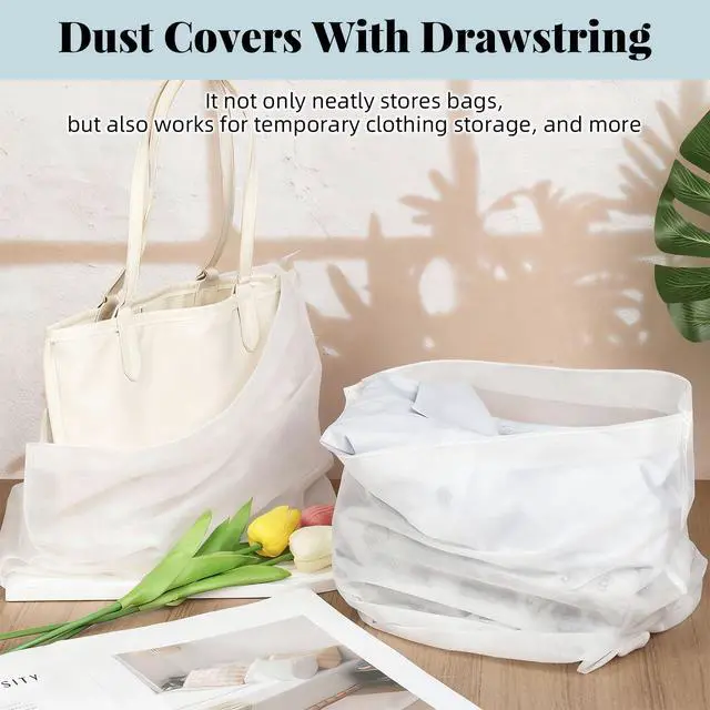 Alt view image 7 of 7 - 12 Pcs Dust Bags for Handbags,15.8×19.3Non Woven Fabric Handbags Storage,Dust Covers With Drawstring for Purse Travel Shoe