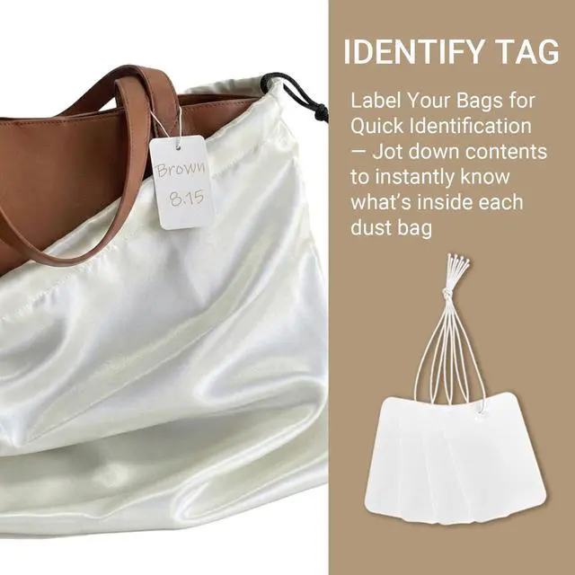 Alt view image 4 of 7 - 4 Pack Satin Dust Bag 15.7x19.7 inch + 19.7x23.6 inch Beige 100% Polyester Silk Bag Purse Dust Bag Shoe Bags for Closet Purse Protector Bag Dust Covers for Purses