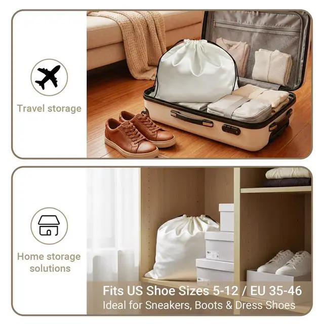 Alt view image 5 of 7 - 4 Pack Satin Dust Bag 15.7x19.7 inch + 19.7x23.6 inch Beige 100% Polyester Silk Bag Purse Dust Bag Shoe Bags for Closet Purse Protector Bag Dust Covers for Purses