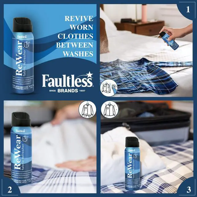 Alt view image 2 of 6 - ReWear Dry Wash Spray for Clothing Wrinkle Remover, Fabric Refresher Spray, Captures Odors Like Dry Shampoo for Clothes: Fresh Look W/Out Laundry, 3oz (Mini 3 Pack)