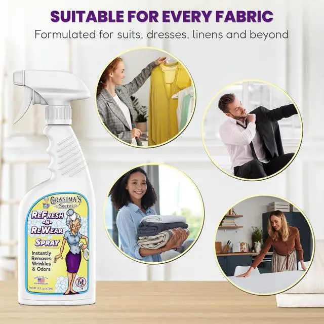 Alt view image 3 of 7 - ReFresh N ReWear Spray - Instantly Removes Wrinkles & Odors - Wrinkle Release, Fabric Refresher Spray, Chlorine, Bleach and Toxin-Free - 16 Ounce