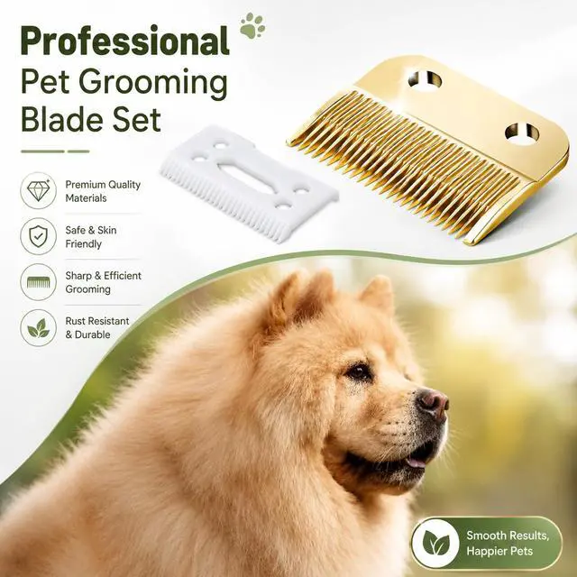 Alt view image 3 of 7 - 2 Set Replacement Clipper Blades 1037-400 Compatible with Wahl 30-15-10,Professional Animal Standard Adjustable Blade Set,Ceramic Dog Blade Set