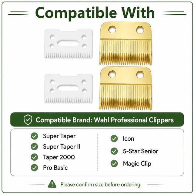 Alt view image 4 of 7 - 2 Set Replacement Clipper Blades 1037-400 Compatible with Wahl 30-15-10,Professional Animal Standard Adjustable Blade Set,Ceramic Dog Blade Set
