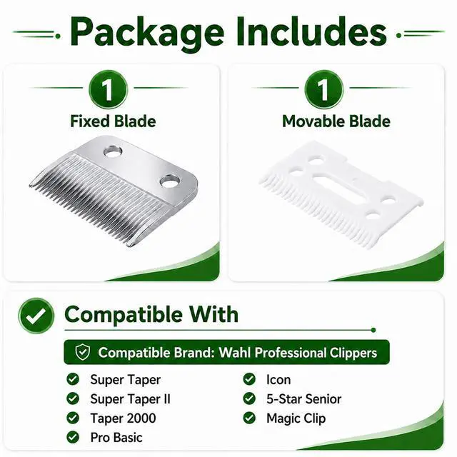 Alt view image 6 of 7 - Replacement Clipper Blade Compatible with W-AHL #30-15-10 Pro Ion, Iron Horse, Show Pro Plus, U-Clip, and Deluxe U-ClipProfessional Pet Animal Dog Standard Adjustable Blade Set