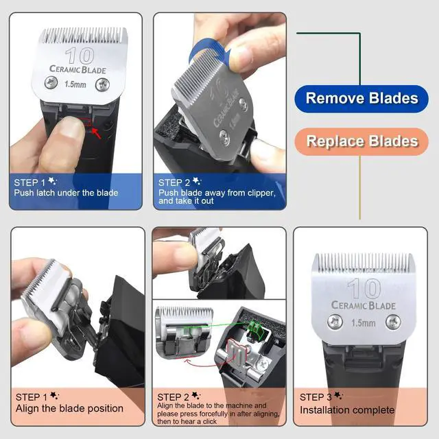 Alt view image 5 of 6 - 4FC Grooming Ceramic Pet Clipper Blades Compatible with Andis & Oster A5