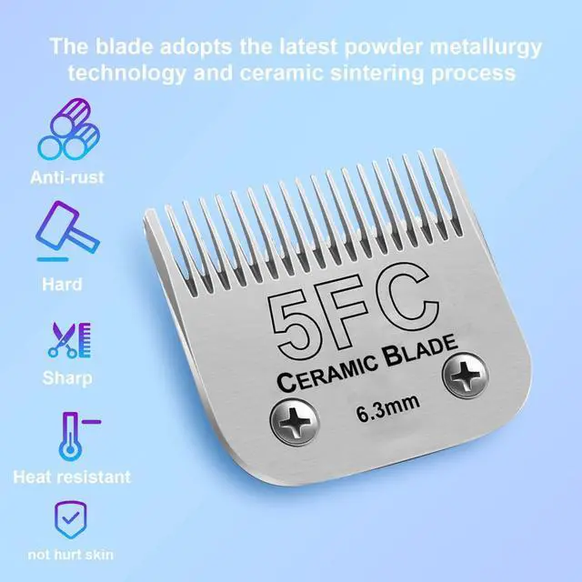 Alt view image 3 of 6 - 5FC Grooming Ceramic Pet Clipper Blades Compatible with Andis & Oster A5