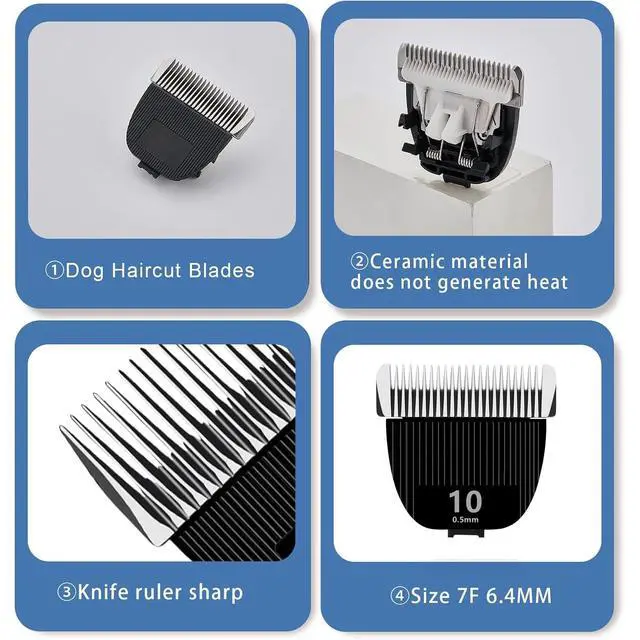 Alt view image 3 of 5 - Replacement Blade for nebot P1 Pro Pet Grooming Kit & Vacuum,Size-10 Cut Length 1/50"(0.5mm),Made of Ceramic Blade & Stainless Steel Blade