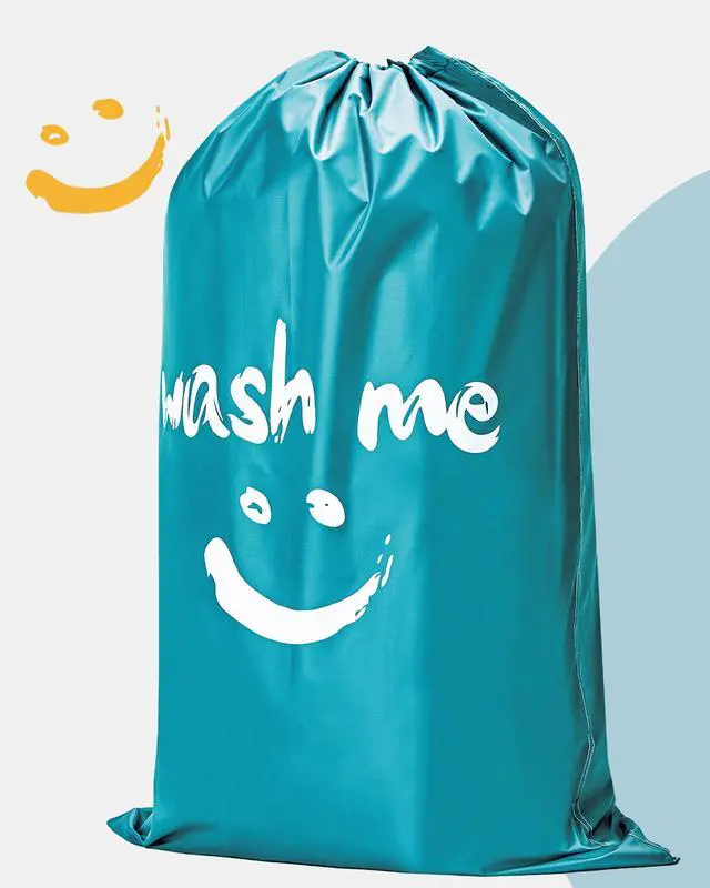 Alt view image 5 of 7 - 2 Pack XL Laundry Bags 28" x 40", Extra Large Dirty Clothes Organizer Holds 3-4 Loads, Machine Washable Drawstring Laundry Bag for Dorm, Camp, Laundromat, Family, Travel, Gray & Sky Blue