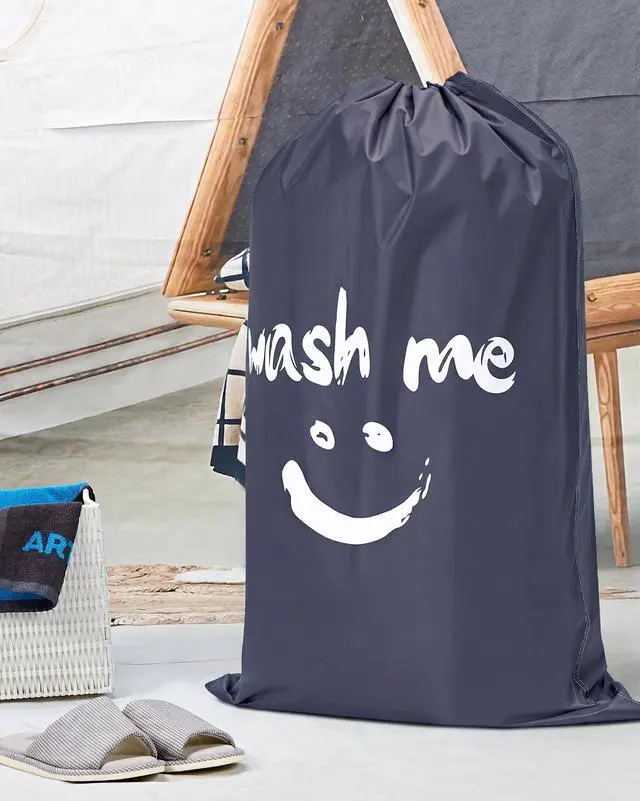 Alt view image 6 of 7 - 2 Pack XL Laundry Bags 28" x 40", Extra Large Dirty Clothes Organizer Holds 3-4 Loads, Machine Washable Drawstring Laundry Bag for Dorm, Camp, Laundromat, Family, Travel, Gray & Sky Blue