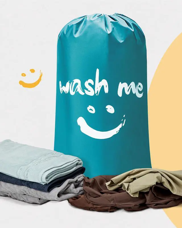 Alt view image 7 of 7 - 2 Pack XL Laundry Bags 28" x 40", Extra Large Dirty Clothes Organizer Holds 3-4 Loads, Machine Washable Drawstring Laundry Bag for Dorm, Camp, Laundromat, Family, Travel, Gray & Sky Blue