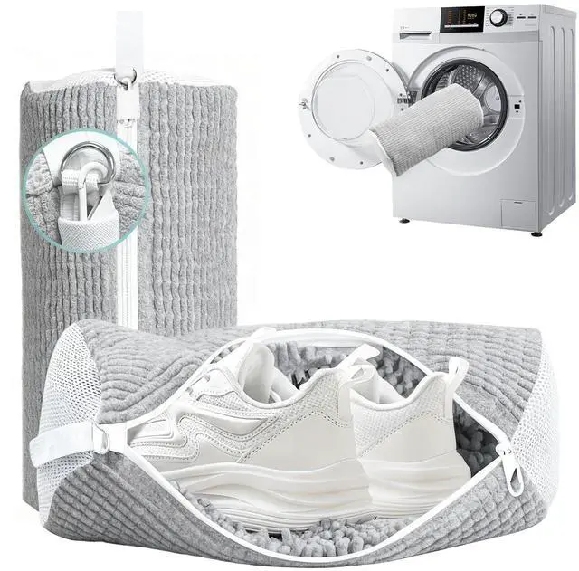 Main image of Shoe Washing Machine Bag 2 Pack, 360°Deep Clean Durable Shoes Laundry Bag for Washer and Dryer, Reusable Shoe Cleaner Bags, Sneaker Washing Machine Bag, Gray