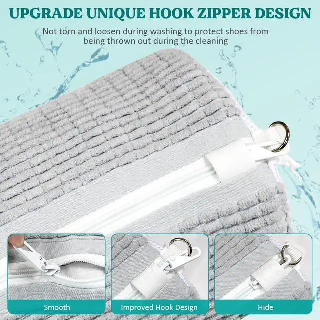Alt view image 2 of 7 - Shoe Washing Machine Bag 2 Pack, 360°Deep Clean Durable Shoes Laundry Bag for Washer and Dryer, Reusable Shoe Cleaner Bags, Sneaker Washing Machine Bag, Gray