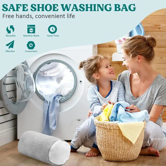 Alt view image 6 of 7 - Shoe Washing Machine Bag 2 Pack, 360°Deep Clean Durable Shoes Laundry Bag for Washer and Dryer, Reusable Shoe Cleaner Bags, Sneaker Washing Machine Bag, Gray