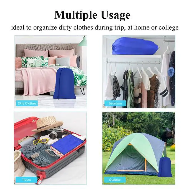 Alt view image 7 of 7 - 28x45 inch Extra Large Laundry Bag 2 Pack Drawstring Laundry Hamper Bag Heavy Duty Dirty Clothes Bag Washable Organizer Storage for Camp Drying Do Not Exceed 176 Blue