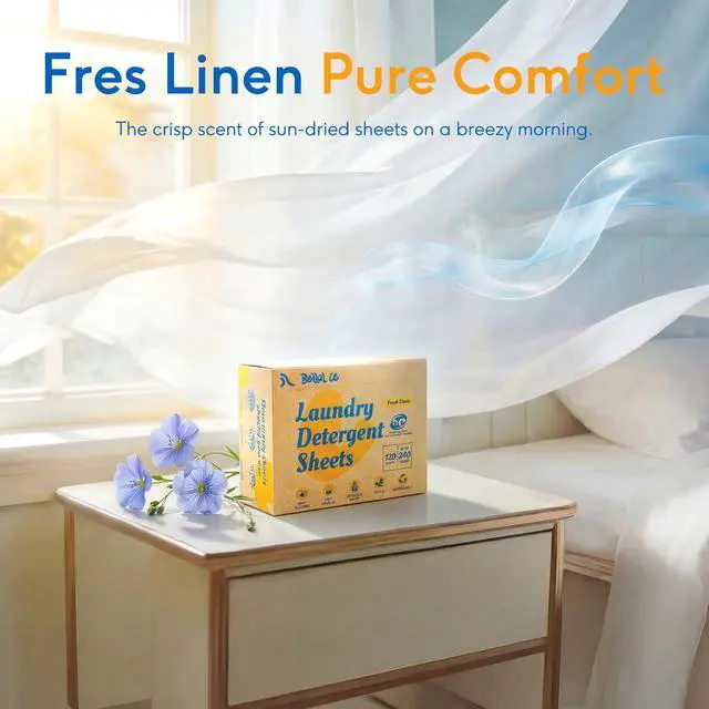 Alt view image 7 of 7 - Laundry Detergent Sheets - Laundry Sheets, 240 Loads, Eco-Friendly, Plastic-Free, Fresh Linen Scent, Space Saving, Fast Dissolve & Hypoallergenic, Laundry Detergent for Home,Dorms,Essentials