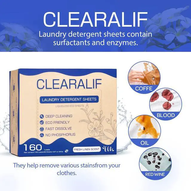 Alt view image 2 of 6 - Laundry Detergent Sheets Up to 160 Loads, Fresh Linen - Great For Travel,Apartments, Dorms,Laundry Detergent Strips Eco Friendly & Hypoallergenic
