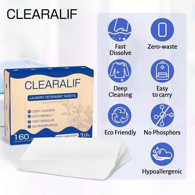 Alt view image 5 of 6 - Laundry Detergent Sheets Up to 160 Loads, Fresh Linen - Great For Travel,Apartments, Dorms,Laundry Detergent Strips Eco Friendly & Hypoallergenic