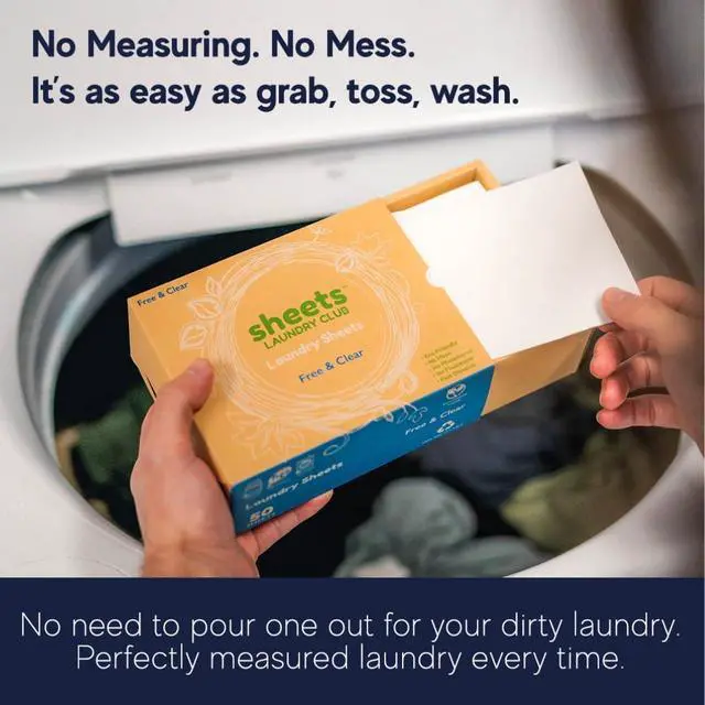 Alt view image 6 of 7 - Liquidless Laundry Detergent Sheets, 100 Loads - Fragrance Free Scent, Eco-Friendly, Quick-Dissolving Formula, Hypoallergenic, Septic Safe, Plastic-Free Packaging - 50 Sheets