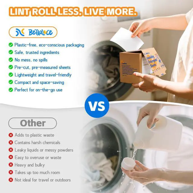 Alt view image 4 of 7 - Laundry Detergent Sheets - Laundry Sheets, 400 Loads, Eco-Friendly, Plastic-Free, Fresh Linen Scent, Space Saving, Fast Dissolve & Hypoallergenic